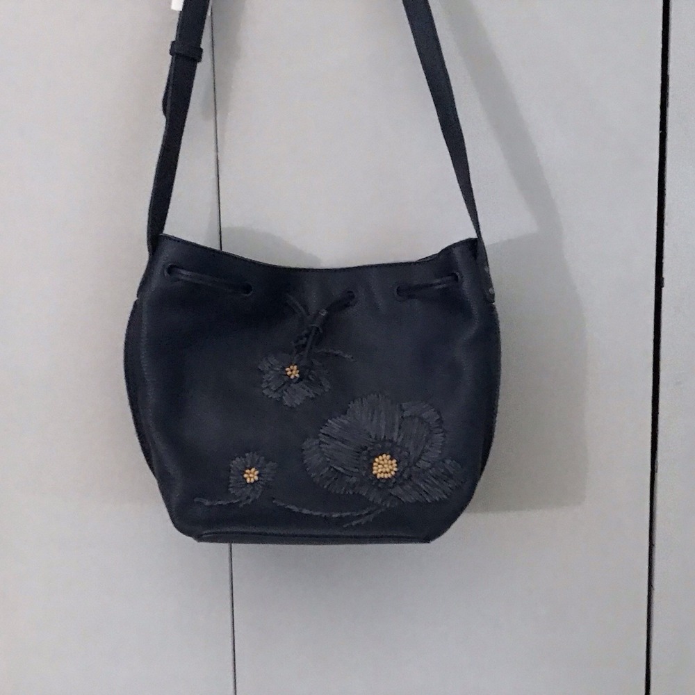 The Sak‎ Leather Embroidered Purse With Drawstring 13" X 10"